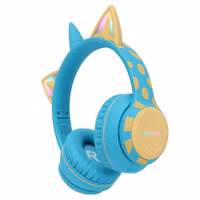 imoshion Draadloze Kinderkoptelefoon Unicorn LED Light - Decibelbegrenzer - Met AUX kabel - Soft Blue / Yellow