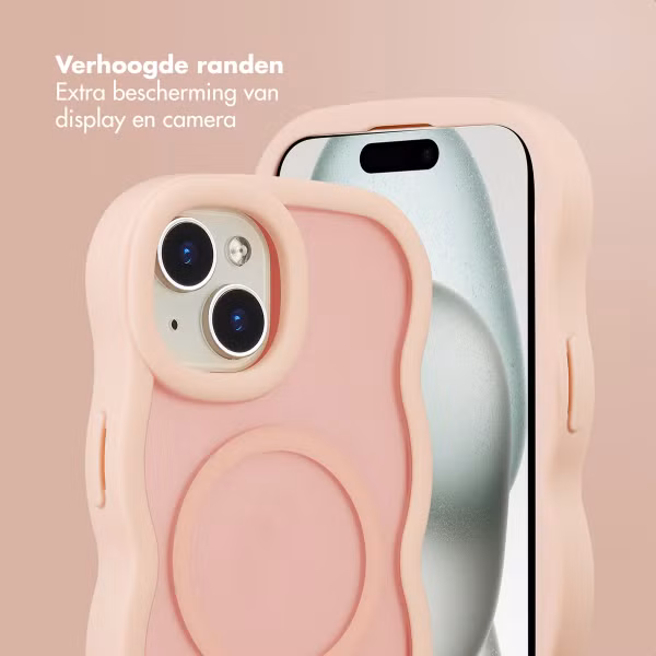 Selencia Wavy Backcover met MagSafe Apple iPhone 15 - Soft Pink