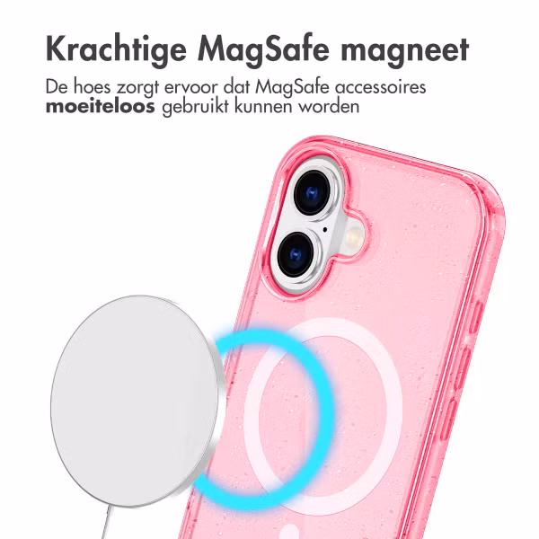 imoshion Sparkle Backcover met MagSafe Apple iPhone 16 - Glitter Roze