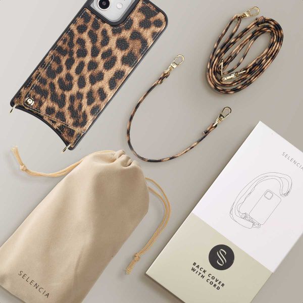 Selencia Nova Phone Case with Cord and Card Holder Apple iPhone 12 (Pro) - Leopard