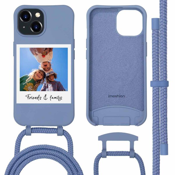 Gepersonaliseerd Color Backcover MagSafe met afneembaar koord en polaroid  iPhone 15 - Ash Blue