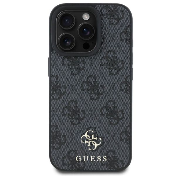 Guess 4G Metal Logo Backcover MagSafe iPhone 16 Pro - Zwart