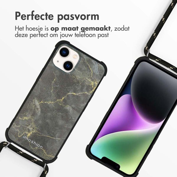 imoshion Design hoesje met koord iPhone 14 - Black Marble