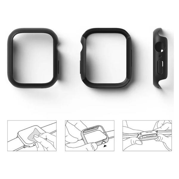 Ringke 2x Slim Case Apple Watch Series 7 / 8 / 9 - 45 mm - Clear & Matte Black