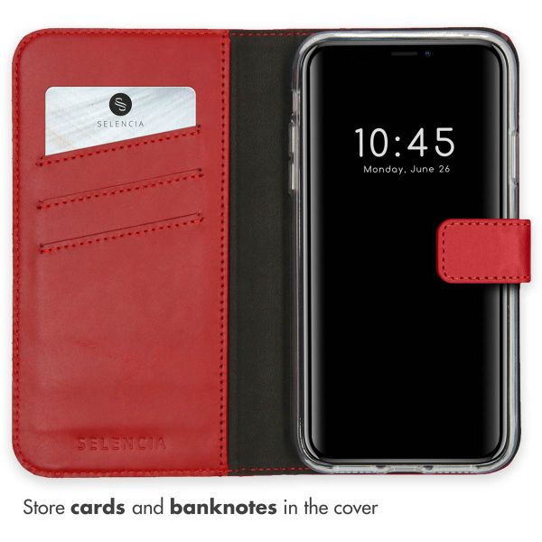 Selencia Genuine Leather Book Case Apple iPhone 11 - Red