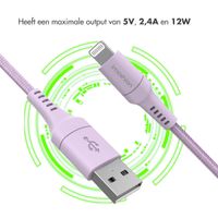 imoshion Lightning naar USB kabel - Non-MFi - Gevlochten textiel - 1 meter - Lila