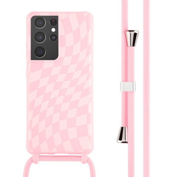 imoshion Siliconen design hoesje met koord Samsung Galaxy S21 Ultra - Retro Pink