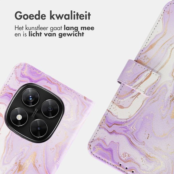imoshion Design Bookcase Xiaomi Redmi Note 14 Pro Plus (5G) - Purple Marble