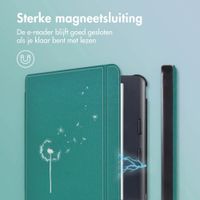 imoshion Design Slim Hard Case Sleepcover met stand Kobo Libra Colour - Green Dandelion