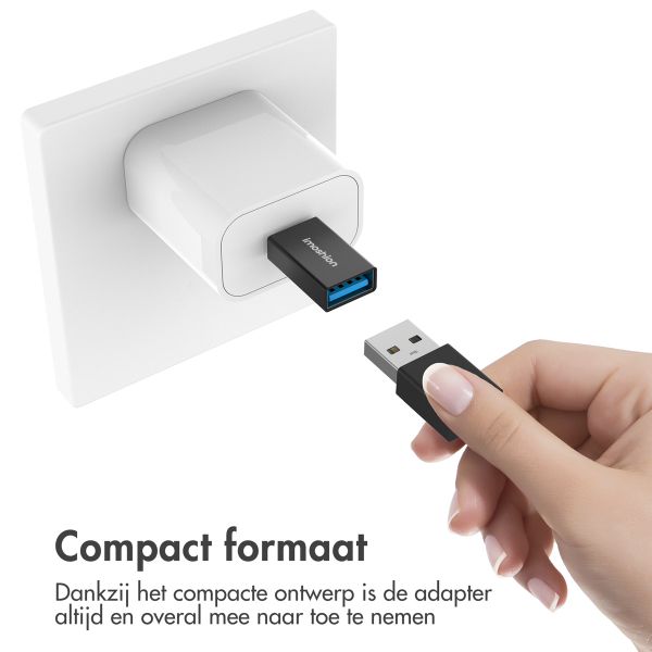 imoshion 2x USB-C (male) naar USB-A 3.1 (female) Adapter - OTG - Zwart