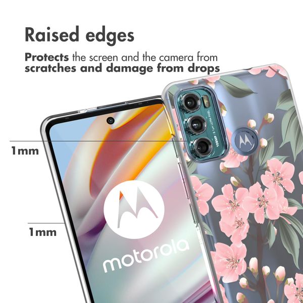 imoshion Design hoesje Motorola Moto G60 - Bloem - Roze / Groen