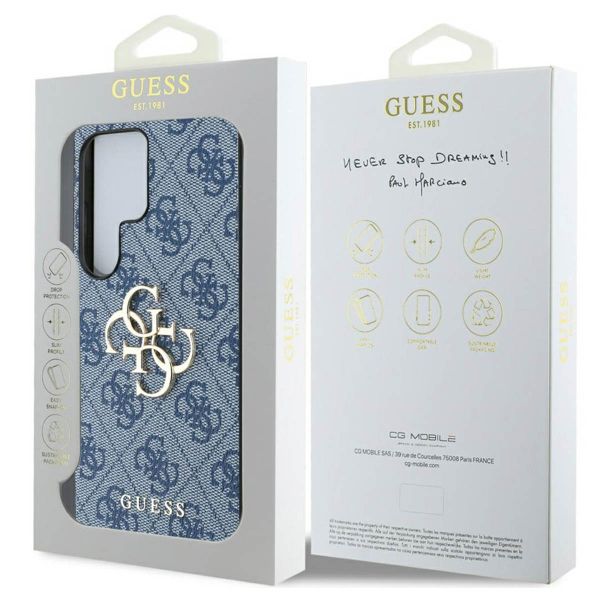 Guess 4G Metal Logo Backcover Samsung Galaxy S25 Ultra - Blauw