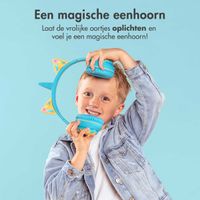 imoshion Kids Unicorn LED Light Bluetooth Headphones - Kinder koptelefoon met decibelbegrenzer - Draadloze koptelefoon + AUX kabel - Soft Blue / Yellow