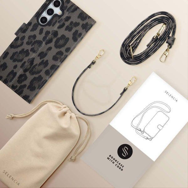 Selencia Sabi Bookcase met Panterprint Samsung Galaxy A36 / A56 - Midnight Black