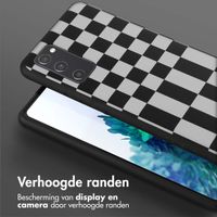 Selencia Siliconen design hoesje met afneembaar koord Samsung Galaxy S20 FE - Irregular Check Black