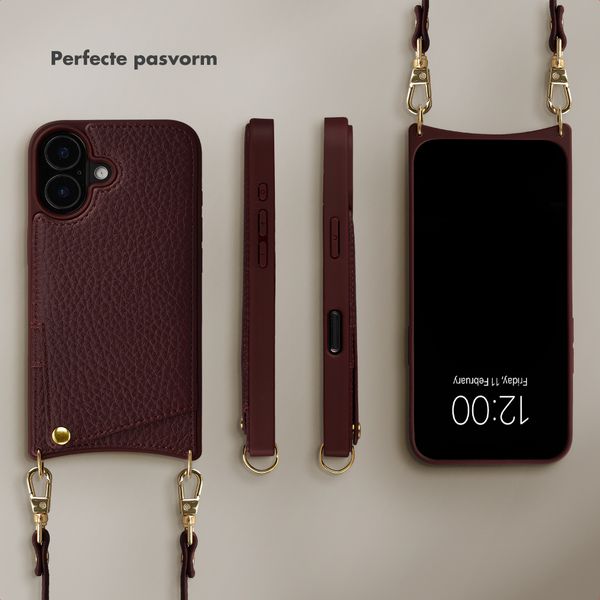 Selencia Nova Telefoonhoes met Koord en Pashouder Apple iPhone 17 - Bold Burgundy