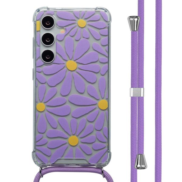 imoshion Design hoesje met koord Samsung Galaxy S24 - Tropical Violet Flowers Connect