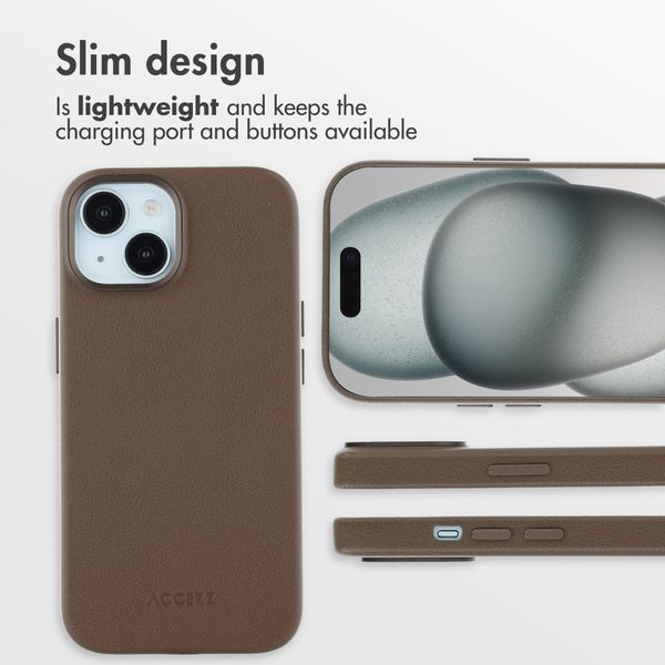 Accezz Leather Back Cover with MagSafe Apple iPhone 15 - Coffee Brown