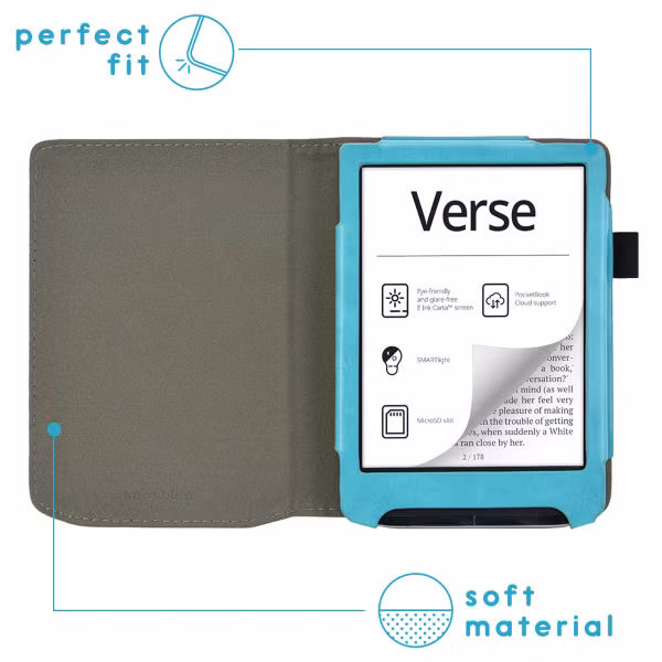 imoshion Vegan Leather Bookcase Pocketbook Verse / Verse Pro / Verse Pro Color / Vivlio Light / Light HD - Lichtblauw