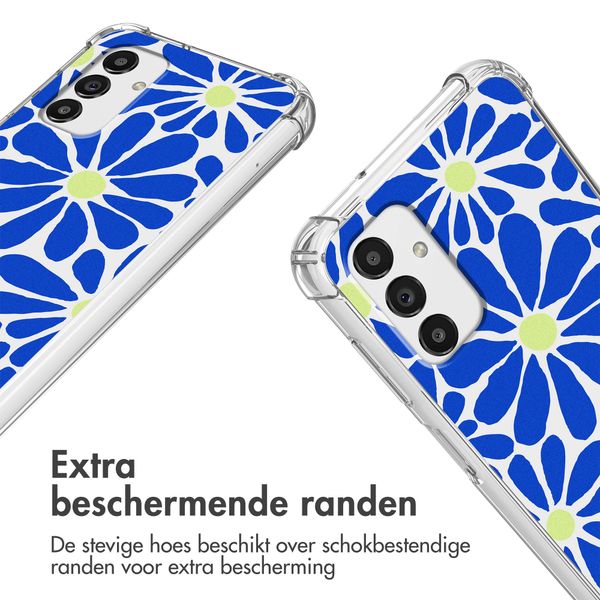 imoshion Design hoesje met koord Samsung Galaxy A13 (5G) - Cobalt Blue Flowers Connect