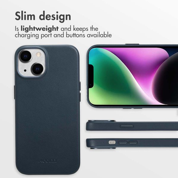 Accezz Leather Back Cover with MagSafe Apple iPhone 14 - Nightfall Blue