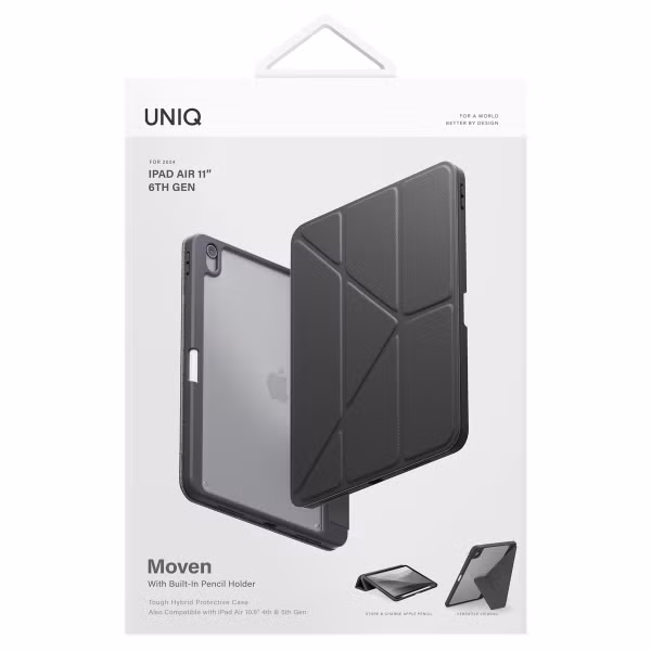 Uniq Moven Case Apple iPad Air 11 inch (2025) M3 / (2024) M2 / Air 5 (2022) / Air 4 (2020) - Charcoal Grey