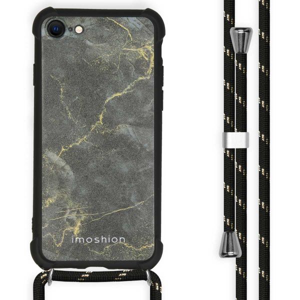 imoshion Design hoesje met koord iPhone SE (2022 / 2020) / 8 / 7 - Black Marble