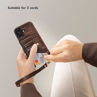 Selencia Nova Croco Phone Case with Cord and Card Holder Apple iPhone 17 Pro - Choco Brown
