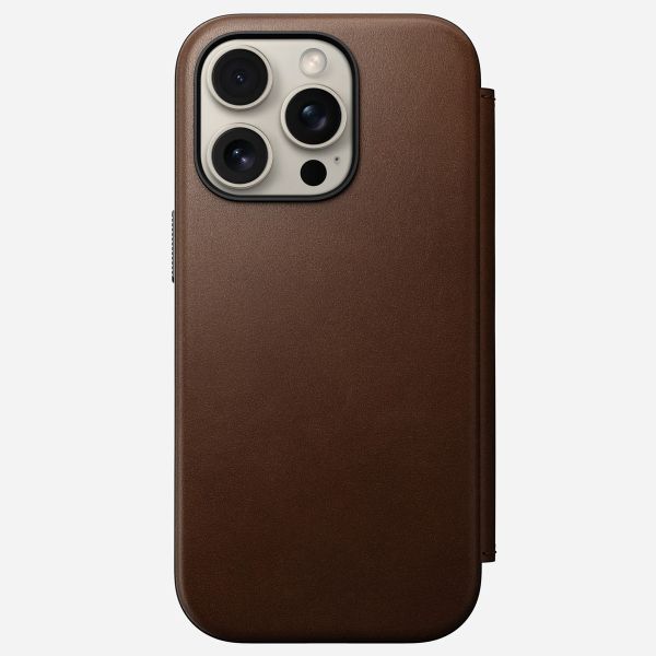 Nomad Modern Leather Folio Bookcase iPhone 16 Pro - Brown