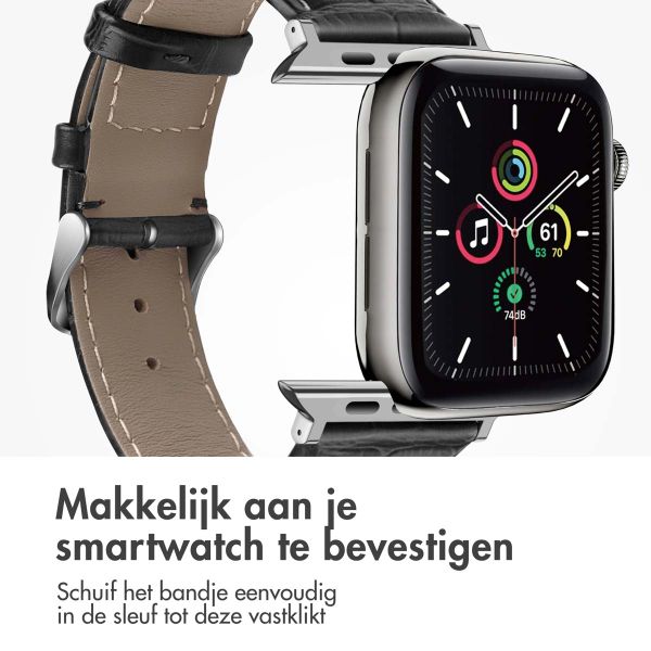 imoshion Lederen krokodil bandje Apple Watch Series 1 t/m 9 / SE (38/40/41 mm) | Series 10 (42 mm) - Zwart