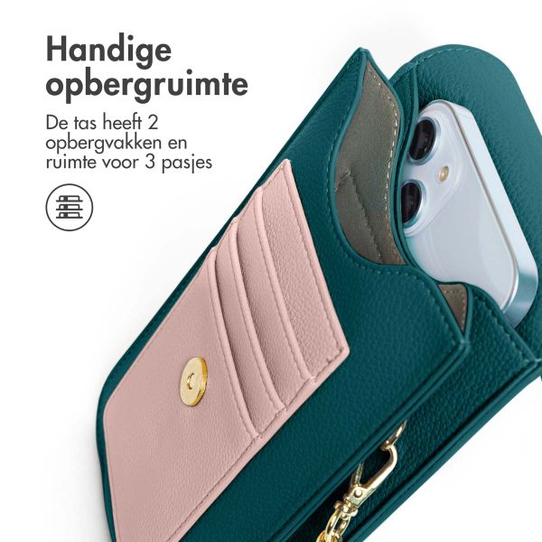 Selencia Telefoontasje Crossbody Elegance - Kunstleer - Donkergroen