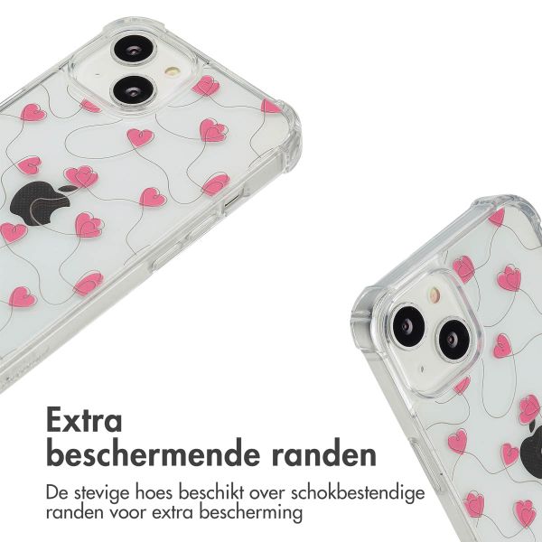 imoshion Design hoesje met koord iPhone 14 - Dusty Rose Connected Hearts