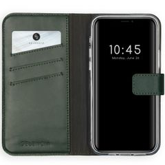 Selencia Echt Leren Bookcase Apple iPhone 12 (Pro) - Groen