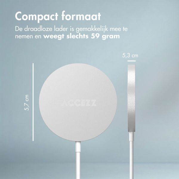 Accezz Wireless Charger USB-C - MagSafe en Qi2 Draadloze Oplader - 1 meter - Wit