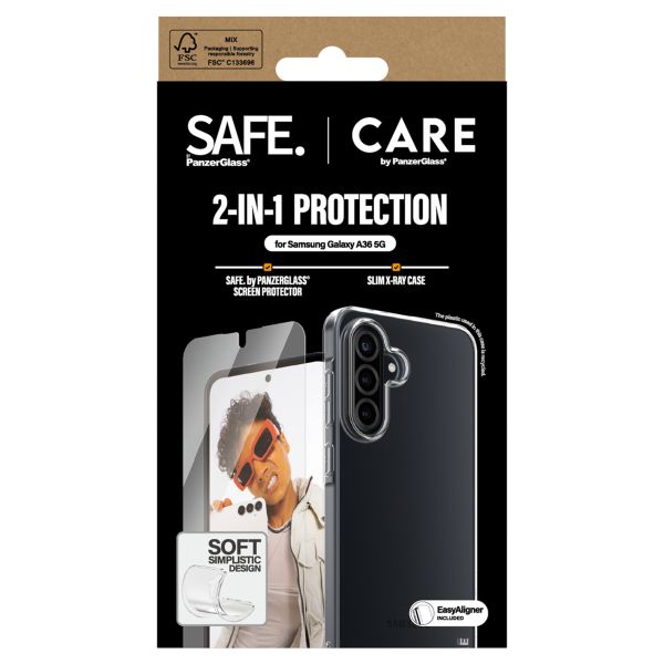 CARE by PanzerGlass Fashion Backcover XR + Ultra-Wide Fit Screenprotector incl. applicator Samsung Galaxy A36 - Transparant