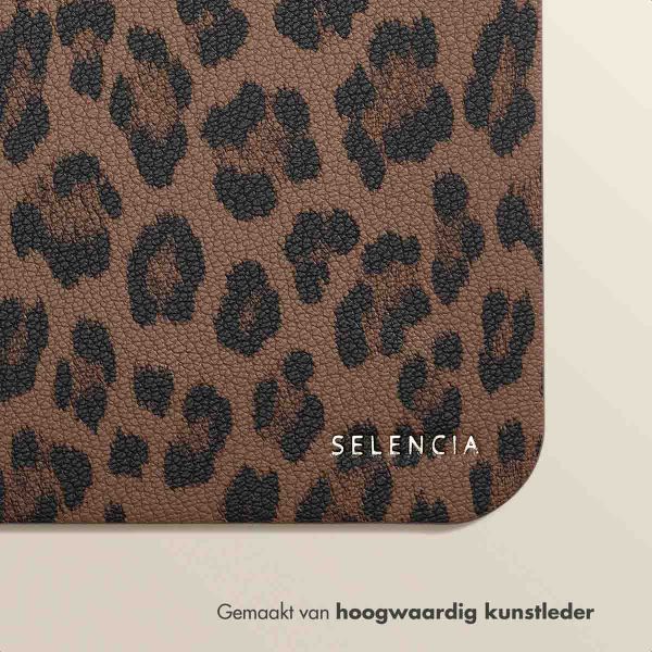 Selencia Sabi Kunstleren Muismat met Panterprint - 20 x 24 cm - Mocha Brown