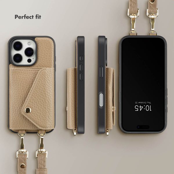 Selencia Sera Phone Case with Cord and Envelope Card Holder Apple iPhone 16 Pro - Taupe