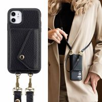 Selencia Sera Phone Case with Cord and Envelope Card Holder Apple iPhone 11 - Black