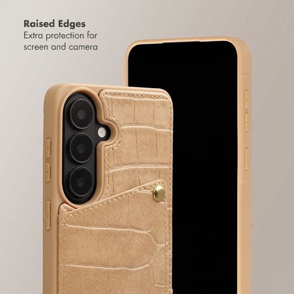 Selencia Nova Croco Phone Case with Cord and Card Holder Samsung Galaxy S26 - Toasted Almond