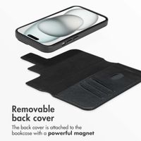 Accezz 2-in-1 Leather Bookcase with MagSafe Apple iPhone 15 - Onyx Black