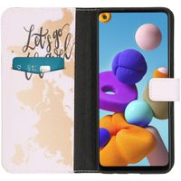 imoshion Design Softcase Bookcase Galaxy A21s -Let's Go Travel White