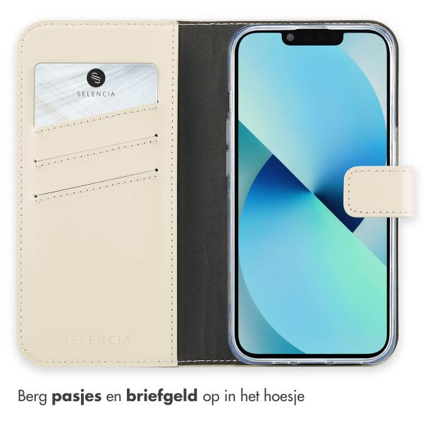 Selencia Echt Leren Bookcase Apple iPhone 13 - Greige