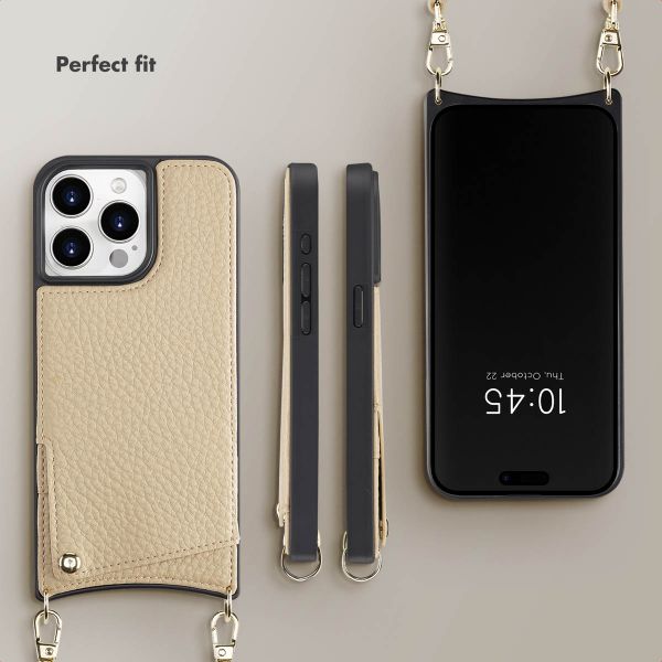 Selencia Nova Phone Case with Cord and Card Holder Apple iPhone 15 Pro Max - Beige