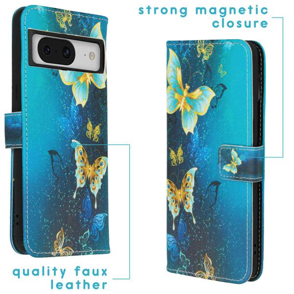 imoshion Design Softcase Bookcase Google Pixel 8 Pro - Blue Butterfly