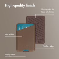 Accezz Magnetic Leather Card Holder - Compatible with Apple Find My - Coffee Brown