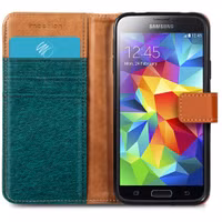 imoshion Luxe Canvas Bookcase Samsung Galaxy S5 (Plus) / Neo - Groen