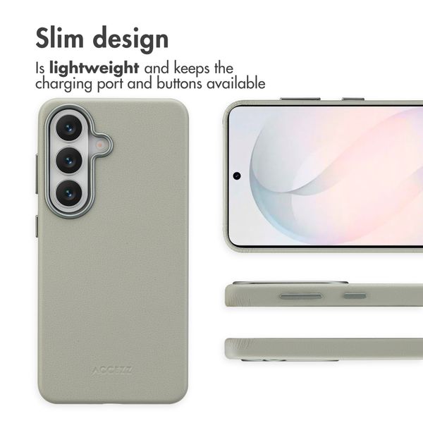Accezz Leather Back Cover with MagSafe Samsung Galaxy S26 - Light Grey