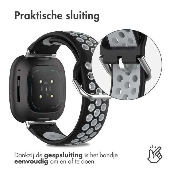 imoshion Siliconen sport bandje Fitbit Versa 4 / 3 / Sense (2) - Zwart/Grijs