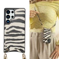 Selencia Nova Telefoonhoes met Koord en Pashouder Samsung Galaxy S25 Ultra - Zazzy Zebra