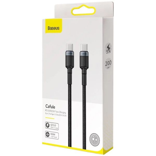 Baseus Cafule Series USB-C naar USB-C snellaadkabel - 100 Watt - 2 meter - Zwart